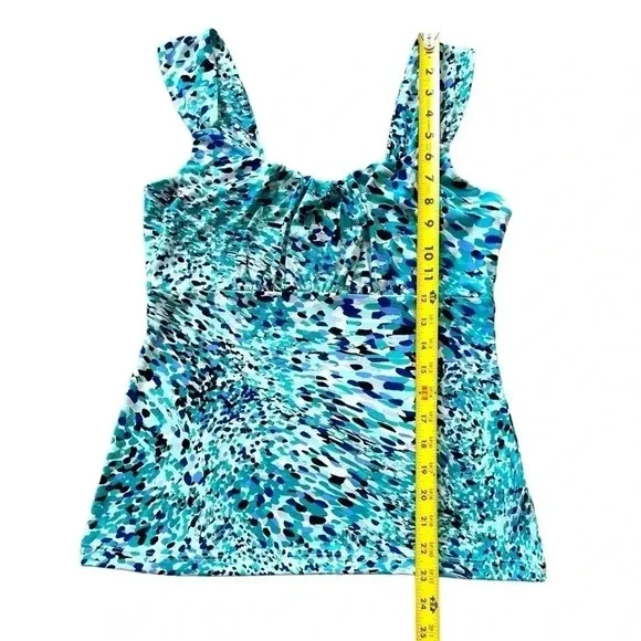 WHBM Bright Aqua Chunky Strap Tank Top with Abstract Dot Print- Small - Picture 5 of 10
